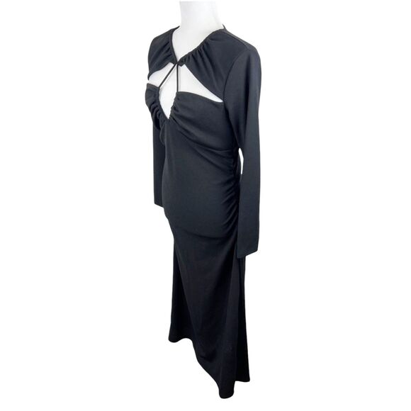 H&M Dress Women Medium Black Keyhole Top Long Sleeve Solid Casual Cocktail - Picture 2 of 14